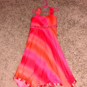 Speechless Orange and Pink Sundress Square Neck Sleeveless